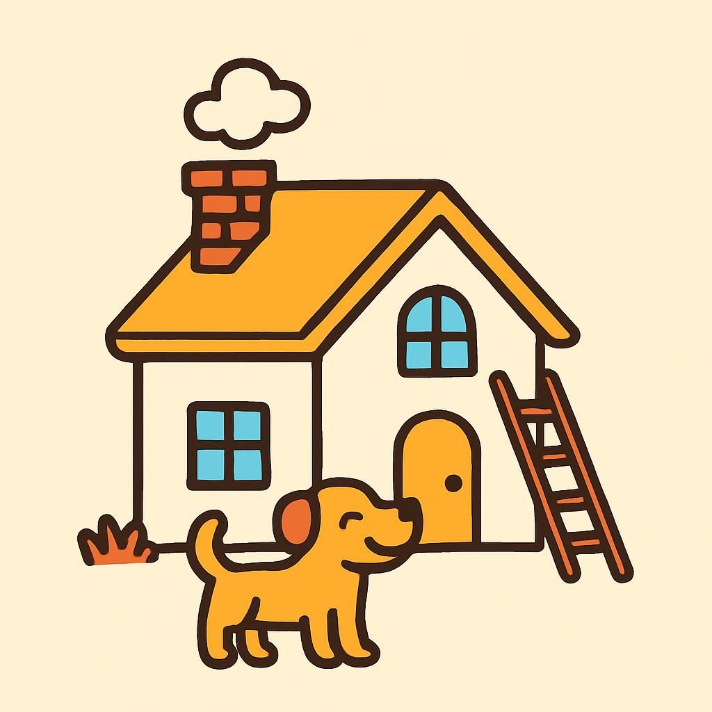Drawing of a house with a chimney